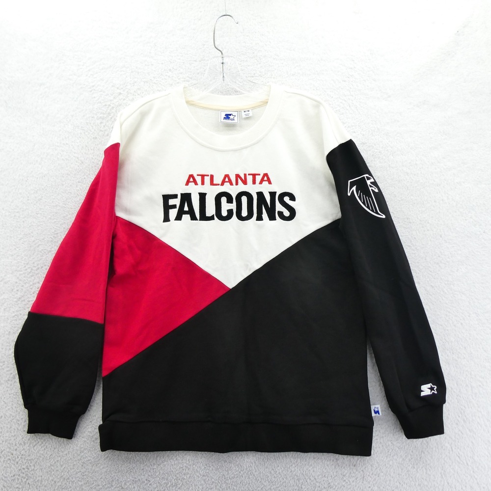 Starter Sweatshirt Womens Medium Atlanta Falcons‎ Black White Red Colorblock NFL
